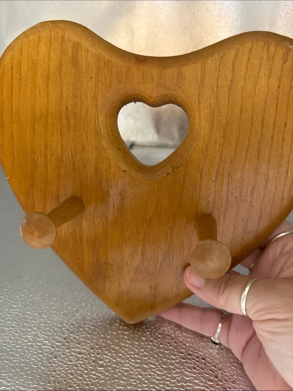 Vintage Wooden Heart Wall Hook - Natural Brown